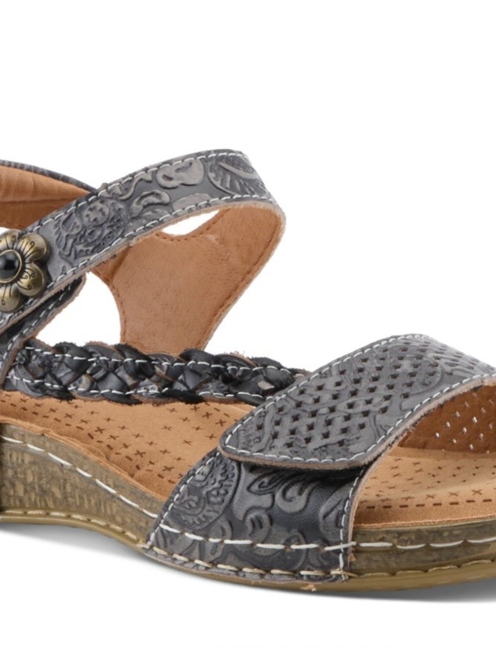 L'Artiste by Spring Step "Popular" Floral Embossed Leather Sandals - Sz 39  (8) - Picture 9 of 9